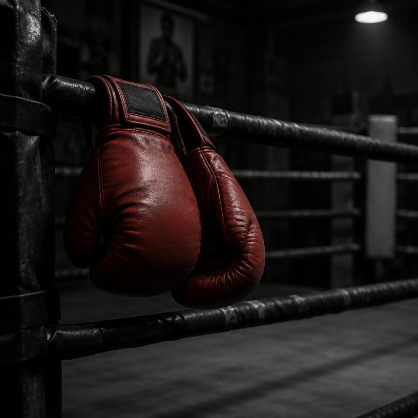 Red gloves on the ring ropes